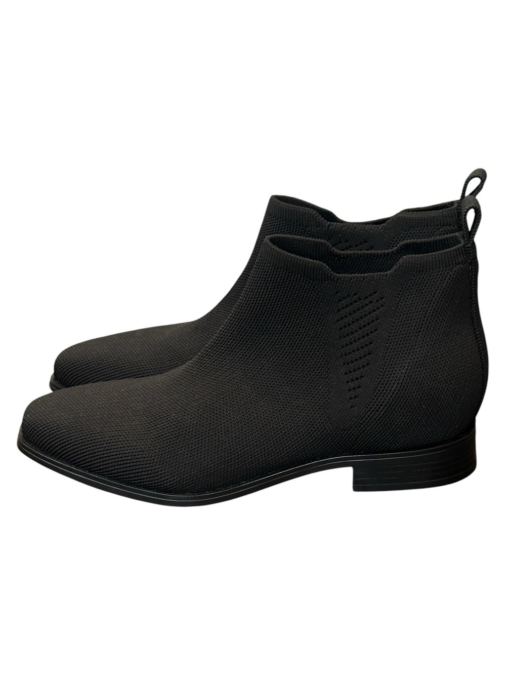 VIVAIA Ryan Square-Toe Slip-On Woven Chelsea Ankle Boots Black Women US6.5/EU37